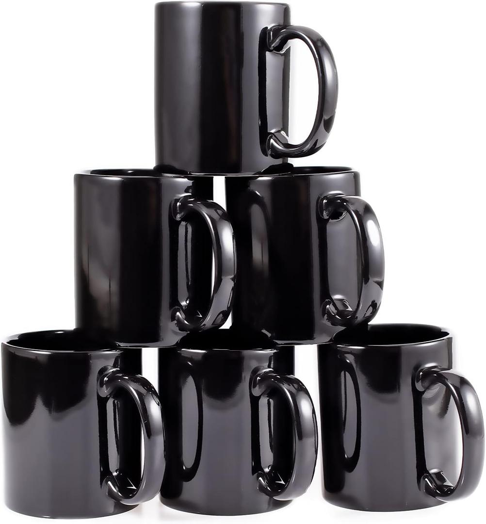 12oz coffee mug set of 6 Coffee Mugs for Coffee, Tea, Cocoa, Milkblack