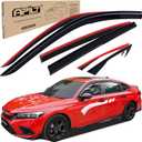 Outside-Mount Rain Guards Window Visors for 11th Gen Honda Civic Sedan 2022-2026 (NOT for Hatchback) Full-Size Wind Vent Deflectors Car Accessories Dark Smoke 6-Piece Set with Thicker