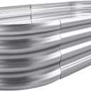 Land Guard Galvanized Raised Garden Bed Kit, Galvanized Planter Garden Boxes Outdoor, Oval Large Metal Raised Garden Beds for Vegetables, 421ft (1pcs, 1-silver)