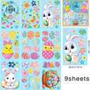 4 x Easter Window Clings Happy Easter Bunny Rabbit Egg Window Stickers Double-Side Glass Decals for Home Office School Shop Display Party Decorations, 9 Sheet
