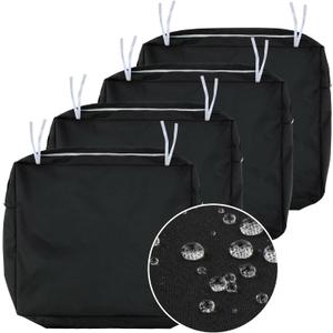 NettyPro Outdoor Cushion Slipcovers Waterproof 4 Pack Patio Chair Seat Cushion Covers with Zipper and Tie, 24 x 22 x 4 Inch, Replacement Cover Only, Black