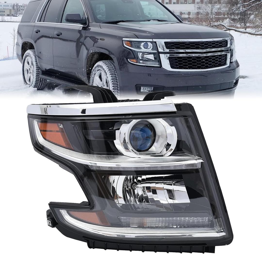 HID/Xenon Headlight Assembly Compatible with 2015-2020 Chevy Tahoe Suburban LTZ/Premier Projector Headlamp Replace for OE# 84582598 GM2503406 (Right Passenger Side)