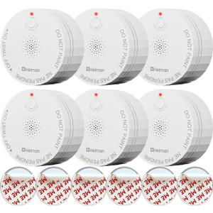 Heiman Smoke Detector, 10-Year Battery Operated Smoke Alarms, Photoelectric Fire Detectors for Home, UL 217 10th Ed. Certified, Portable Small Compact, Test Silence Button, RV, Travel, 6 Pack