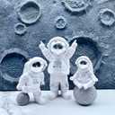 LUOZZY 3Pcs Astronaut Figurines Cake Topper Mini Astronaut Toys Space Cake Topper Spaceman Statues for Home Desktop Space Theme Party Decorations (Sliver)