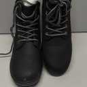 Athlefit Women's Work Waterproof Hiking Combat Boots Lace up Low Heel Booties Ankle Boots (7, Black)