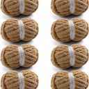 8 Pcs Chunky Yarn for Hand Knitting - Chunky Chenille Yarn for Crocheting - Fluffy Yarn for Crochet - Jumbo Yarn for Hand Knitting 28.4 yds 7.7 oz of Super Bulky Yarn (Khaki)