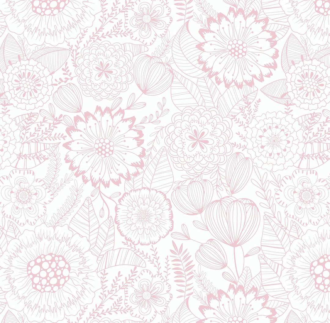 CiCiwind 17.3" x 197" Wallpaper Peel and Stick Floral Removable Self Adhesive Contact Paper Pink and White Modern Eco-Friendly Stick on Wall Paper Decorative Bathroom Bedroom Laundry Room Vinyl Rolls