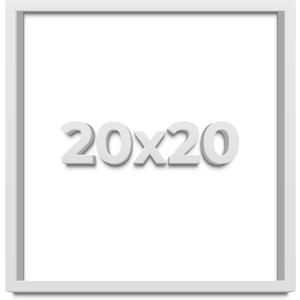 CustomPictureFrames 20x20 Shadow Box Frame - Solid Wood, UV Acrylic, Acid Free Backing & Hanging Hardware - Lucius Contemporary Shadow Box Display Case - for Poster Arts, Photos & Certificates - White