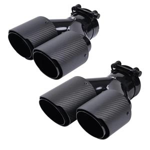 2-Pack Carbon Fiber Dual Exhaust Tips 2.25" Inlet to 3.5" Outlet, Universal Tailpipe 2.25 Inch Exhaust Muffler Tips