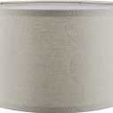 Aspen Creative 38871, Contemporary Design Drum Collapsible UNO Lamp Shade for Table Lamp And Pendant Light, 16" Top x 16" Bottom x 9" Height, Threaded UNO 36mm, Oatmeal Linen