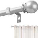 Silver Curtain Rods for Windows 28 to 48 Inch, 5/8" Diameter Heavy Duty Metal Adjustable Small Curtain Rod With Bracket