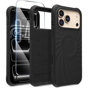 Magnetic for iPhone 17 Pro Case 6.3", Compatible with MagSafe, [Integrated Silicone Camera Control Cover] [Screen Protector], 2X MIL-STD Drop Protection Case for iPhone 17 Pro, Black