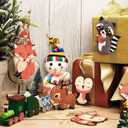 36 Pieces Forest Animal Wooden Ornaments Christmas Animal Wood Hanging Ornaments Woodland Animals Christmas Tree Decorations with Hanging Rope for Christmas Home DIY Crafts Party Supplies, 6 Styles