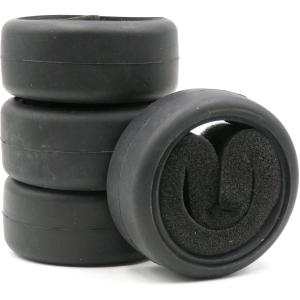 hobbysoul 4pcs RC 1/10 On Road Slick Tire Rubber Tyre Fit for 1:10 Touring Drift Car Wheel Rim