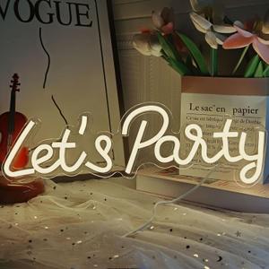 Let's Party Neon Sign, LED Neon Lights for Bedroom Wall Decor, Art Decorative Lights for Bachelorette Party, Engagement Party, Birthday Party,Wedding Party, Living Room, Gamer Room Decor Aesthetic (Grad Cap)