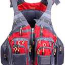 JKSPORTS Fly Fishing Vest - Fishing Safety Life Jacket for Swimming, Sailing, Boating, Kayak - Floating Multifunction Breathable Backpack for Men and Women - Adjustable, Grey/Green/Red/Blue