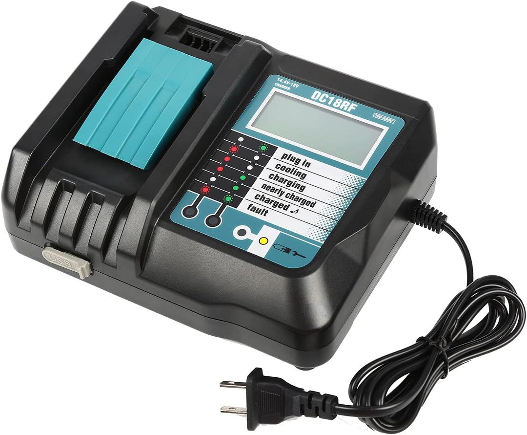 DC18RF Charger Compatible with Makita 14.4V/18V Lithium-ion Battery,3.5A with USB Interface Charging for BL1815 BL1820 BL1830 BL1840B BL1850 BL1860 BL1450 Replacement Charger for DC18RC