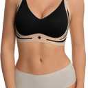 Womens Wireless Bras Comfortable No Underwire Bralettes Full Coverage Everyday Bras (Black, XXL)