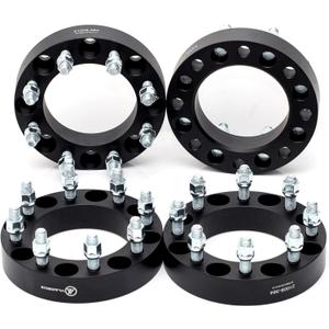 VLAOSCHI Black Forged 8x180 to 8x6.5 Wheel Adapters 1.5 Inch with 14x1.5 Studs Compatible with Chevy GMC 8 Lug for 2011-2025 Silverado Sierra 2500 3500 HD(Adapt 8x165.1 Rim on 8x180 truck) - Pack of 4