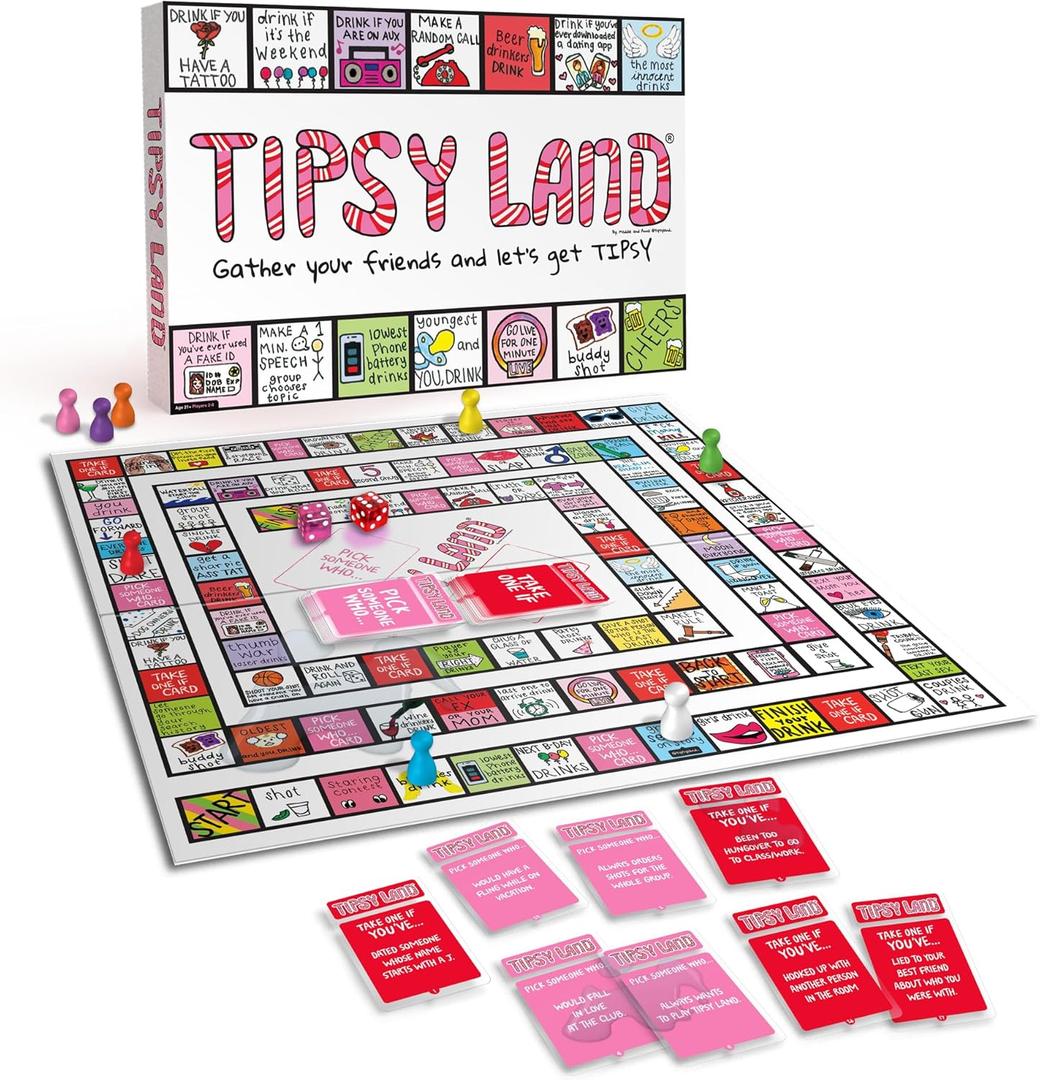 TIPSYLAND Original Edition | Official Product | Hilarious Adult Board Game | Group Game for Game Nights, Parties and More | Fun Challenges, Dares & Mini-Competitions | 3-8 Players