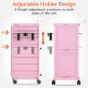 TASALON Pink Lockable Salon Cart with Wheels, Beauty Salon Station Trolley with 6 Drawers & Heat-Resistant Tool Holders, Rolling Barber Organizer for Hair Stylist, Spa & Tattoo Studio