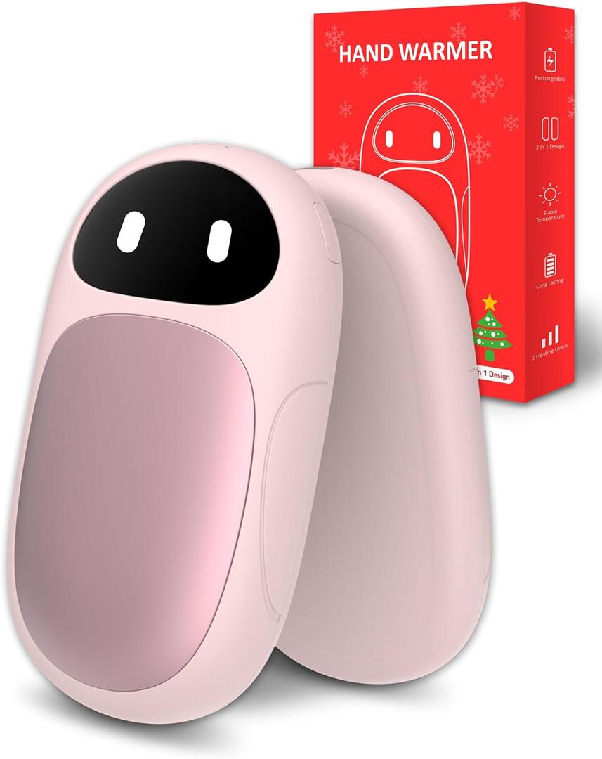 Hand Warmers Rechargeable, Gifts for Men and Women, 6000mAh Electric Hand Warmers Rechargeable 2 Pack with 12 Hours Working Time, Best Gifts for Mom and Dad (Pink)