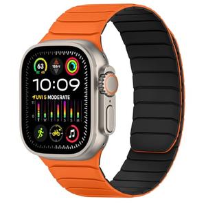 Tasikar Magnetic Bands Compatible with Apple Watch 49mm 46mm 45mm 44mm 42mm Soft Silicone Replacement Loop Wristband for iWatch Ultra 3 2 1 SE Series 11 10 9 8 7 6 5 4 3, Orange-Black