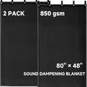2 Pcs Large Sound Dampening Blanket 48" x 80", 850GSM Acoustic Sound Blanket with Grommets,Heavy Duty Studio Sound Absorption Blankets,Acoustic Blanket Noise Reduce,Light Blocker,Moving Blankets