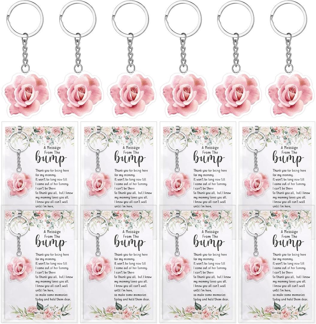 Landical 50 Sets Rose Baby Shower Party Favors A Message From The Bump Keychains Thank You Card Decorations for Gender Reveal Guest Gift