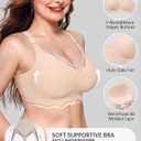 OEAK Women Jelly Bras No Underwire Scalloped Push Up Buttery Soft Tshirt Bra Seamless Full Coverage Convertible Everyday Bra (Beige, L)