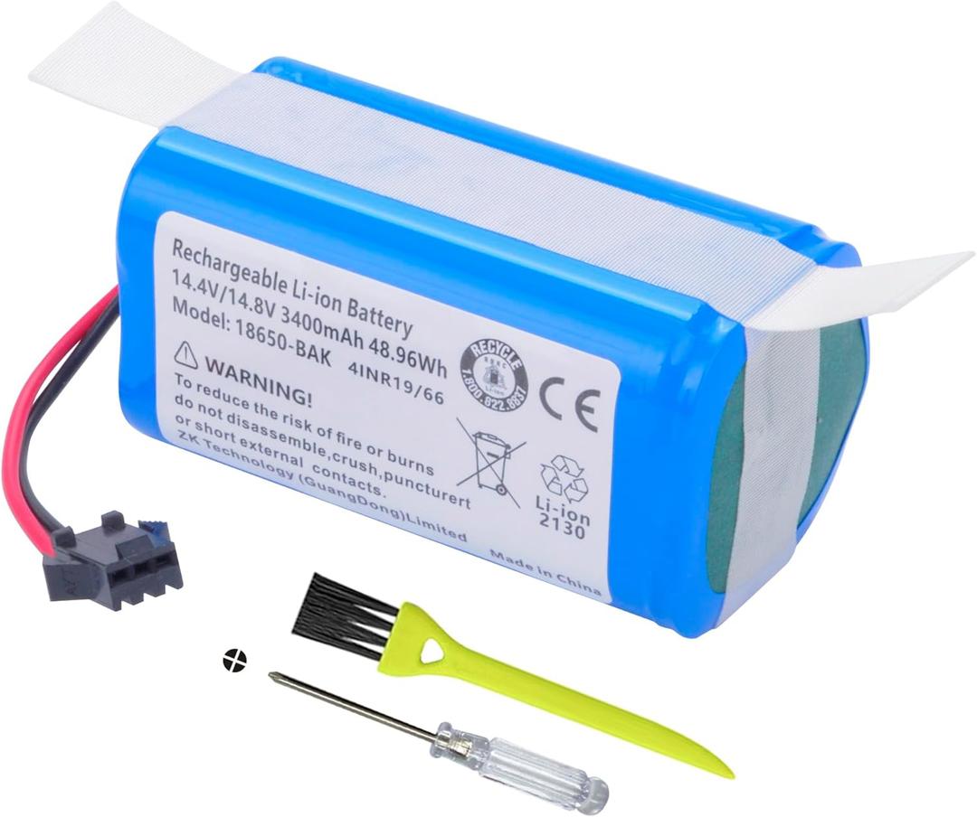 3400mAh Replacement Vacuum Battery for Deenkee 600 DK600 DK600 MAX, Ionvac SmartClean 2000, Tesvor X500 ProT, BG750 BG700 BG600 MAX, OKP K5 Life K2 K3P K7 K4 BG600 Robot Vacuum Cleaner 14.4V