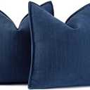 MIULEE Pack of 2 Navy Blue Decorative Pillow Covers 20x20 Inch Soft Chenille Luxurious Couch Throw Pillows Farmhouse Cushion Covers with Elegant Design for Sofa Bedroom Living Room Home Decor
