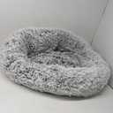 JOLLYVOGUE Calming Dog Bed Large Size Dog, Anti-Anxiety Donut Large Pet Bed, 36 inches Fluffy Faux Fur Round Cat Bed, Fits up to 75 lbs Pets (Smoke Grey) (36.0"L x 36.0"W x 8.0"Th)