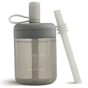 Moonkie Baby Straw cup | Silicone Toddler Sippy Cup Training Cup with Straw Lid | BPA-Free Drop-Proof Baby Cup | Baby Led Weaning | 6 Months+, 5 oz, 1pack (H-Lunar Grey)