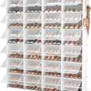 ROJASOP Shoe Storage Cabinet, 12-Tier Shoe Organizer 96 Pairs Extra Large Plastic Shoe Rack with Covers Portable Shoe Rack Organizer with Doors Big Shoe Rack for Closet Entryway Bedroom (White)