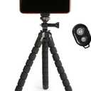Amazon Basics Portable and Flexible Tripod with Wireless Remote and Smartphone Clamp, 10-inch long, Black