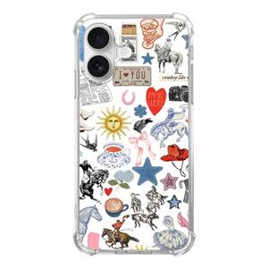 WidofvSpky Retro Coastal Cowgirl Collage Western Rodeo Phone Case for iPhone 16, Aesthetic Beachy Collage Case Cover for iPhone 16, Soft TPU Bumper Cover Case