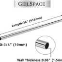 GeilSpace 3/4" OD 304 Stainless Steel Round Tube, 36 inch Length Industrial Metal Pipe, Weldable and Cuttable Smooth Steel Tubing for DIY Furniture, Industrial Decor and Construction (2 Pack)