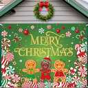 Christmas Candy Garage Door Decoration Merry Christmas Garage Door Banner Cover Peppermint Candy Cane Gingerbread Man Garage Backdrop for Xmas Eve Holiday Outdoor Wall Decor, 7 x 9 ft