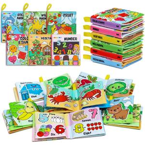 OKOOKO Soft Baby Books 6PCS Soft Cloth Books Bath Books Crinkle Washable Non-Toxic Early Education Preschool Learning Toy for Newborns Babies Infants Toddlers Kids