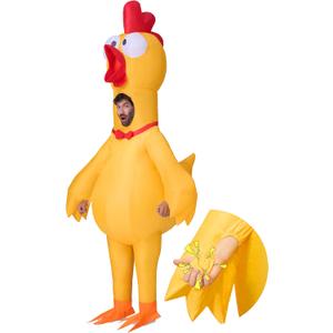 Spooktacular Creations Adults Halloween Inflatable Rubber Chicken Costume, Full Body Blow Up Suit for Cosplay Themed Parties (Large, 65In)