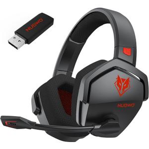 NUBWO Wireless Gaming Headset with Mic for Ps5 Ps4 PC, Zero Interference, 100-Hour Battery All-Day Play, 23ms Sync for Fortnite & Call of Duty/FPS Gamers, Triple Mode All Devices Compatible - Red