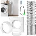 AGPTEK Dryer Vent Hose Connector Kit, 4" Diameter Dryer Duct, 8 ft Long, 7 x 7" Dryer Vent Wall Plate, Quick Connect and Disconnect, Fit 4 Inch Pipe, For Dryer Washer Bathroom Greenhouse Indoor