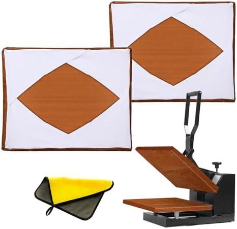 2 Pcs 16x20 Inch Heat Press Platen Wrap Cover, Non-Stick High Temperature Reusable Teflon Platen Wrap Cover, Protecting Sublimation Heat Press Machine Plate from Residue, Inks and Scratches