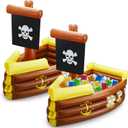 Cunhill 2 Pieces Inflatable Pirate Ship Cooler Inflatable Cooler for Halloween Pirate Ship for Food Beverage Serving Bar Party Decorations Birthday Pool Party Supplies