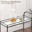 Alihdrna Black Bar Cart, Home Bar Serving Cart with Handle, Wine Cart with 3-Tier Glass Shelves, Beverage Cart with Wine Rack and Glass Holder, Bar Carts for The Home, Dining Room, Living Room