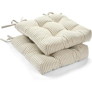Lush Decor Stripe Yarn Farmhouse Ticking Dyed Chair Pad 2-Pack, 2 Count