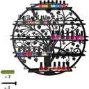 ERYTLLY nail polish Organizer Wall Mounted Acrylic Rack, Holder Stand, Round Storage Organizer, Salon nail polish Shelf Organizer (Black- 1 Pack)
