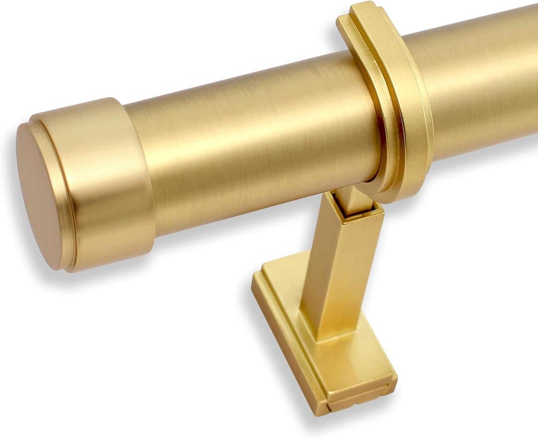 BlastHome Luxury 3.5 ft Custom Curtain Rod  1 1/4" Large Diameter  Premium Brackets & Endcaps  Nonadjustable Rods Connect for a Seamless Look  Brushed Gold Finish