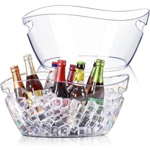 Ice Bucket 2 PCS, Acrylic Ice Bucket for Parties, Mimosa Bar Supplies, Beverage Tub for Champagne Beer, Sparkling, Wine, Cocktails(7L-Clear)